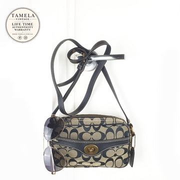 Coach Signature Canvas Crossbody Bag with Leather Trim
