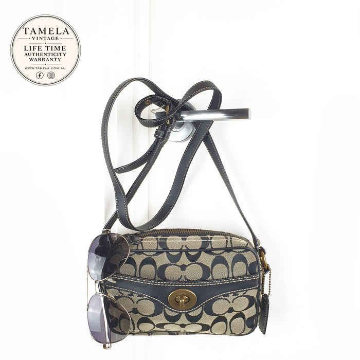 Coach Signature Canvas Crossbody Bag with Leather Trim