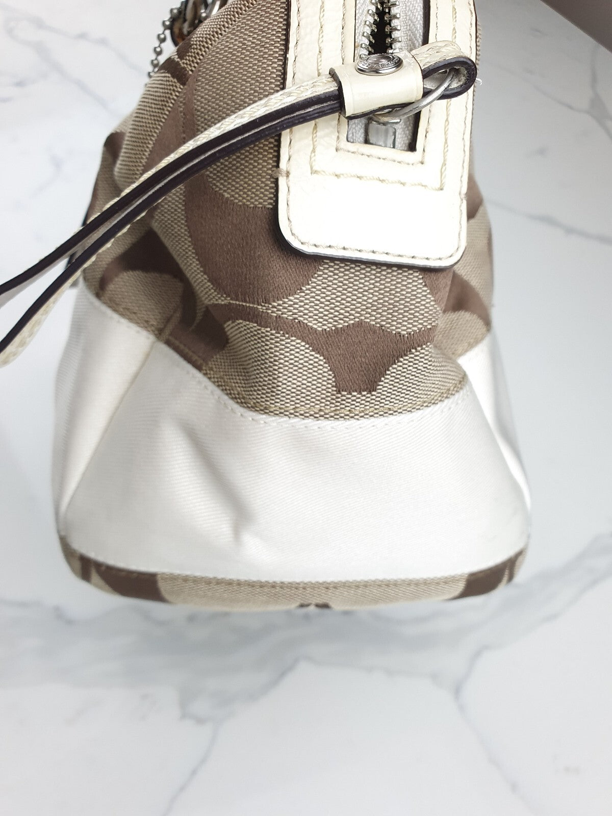 Coach Signature Canvas and Leather Satchel Handbag