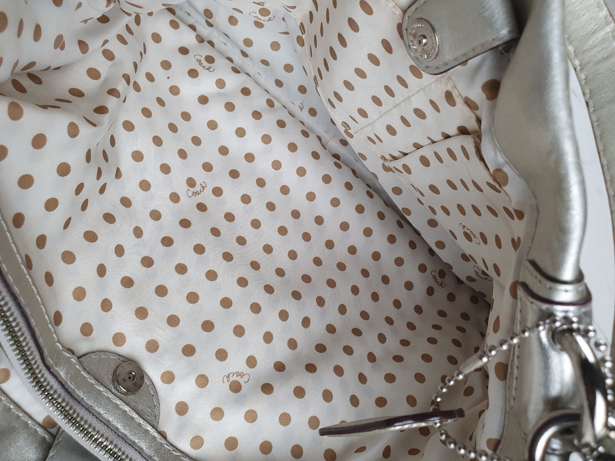 Vintage Coach Metallic Silver Leather Shoulder Bag
