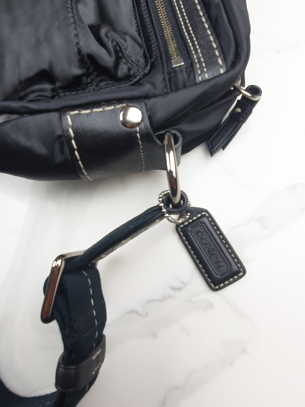 Coach Vintage Black Nylon Crossbody Bag with Blue Interior