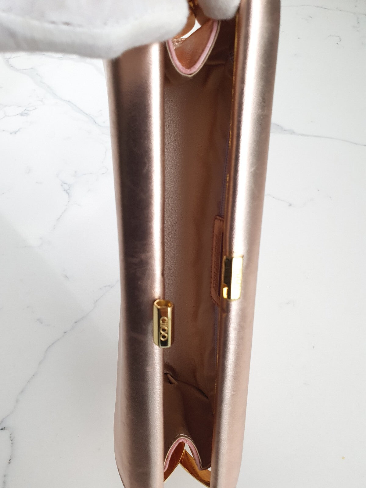 Jimmy Choo Metallic Rose Gold Clutch Bag
