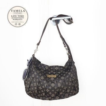 Russet Brown Patterned Hobo Shoulder Bag with Adjustable Strap