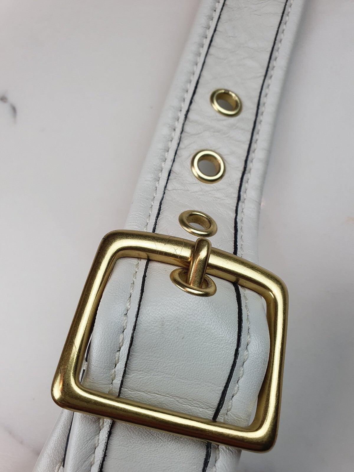 Coach Signature Canvas and White Leather Hobo Shoulder Bag