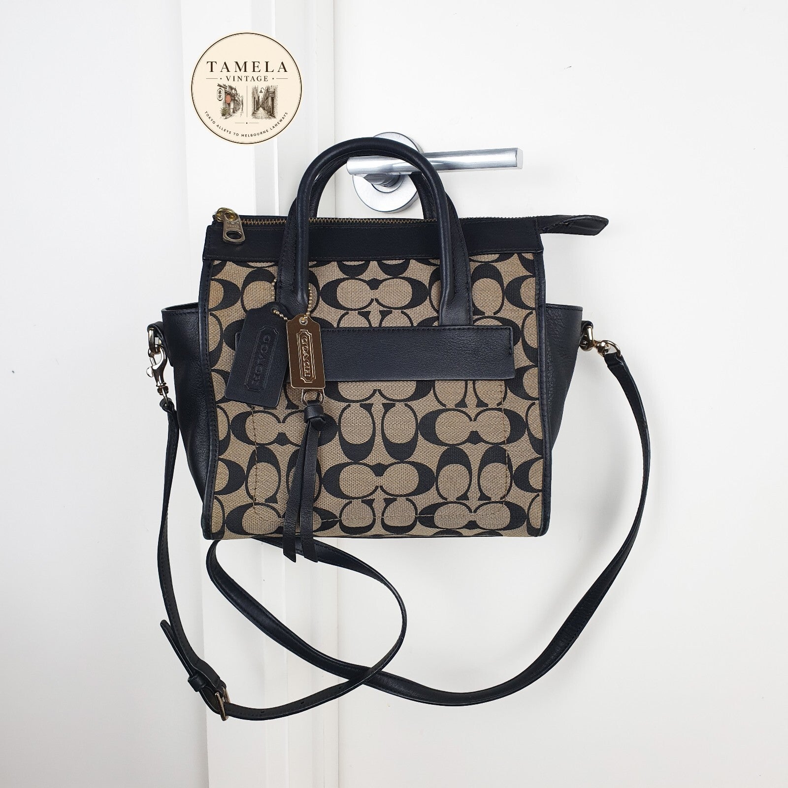 Coach Signature Canvas and Leather Satchel Bag