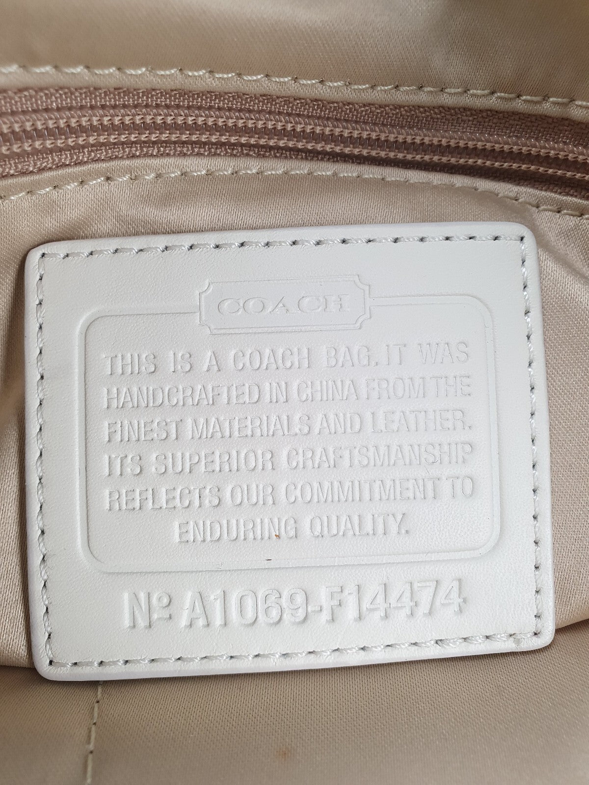 Coach Signature Canvas Tote Bag with Leather Trim in Blue and White