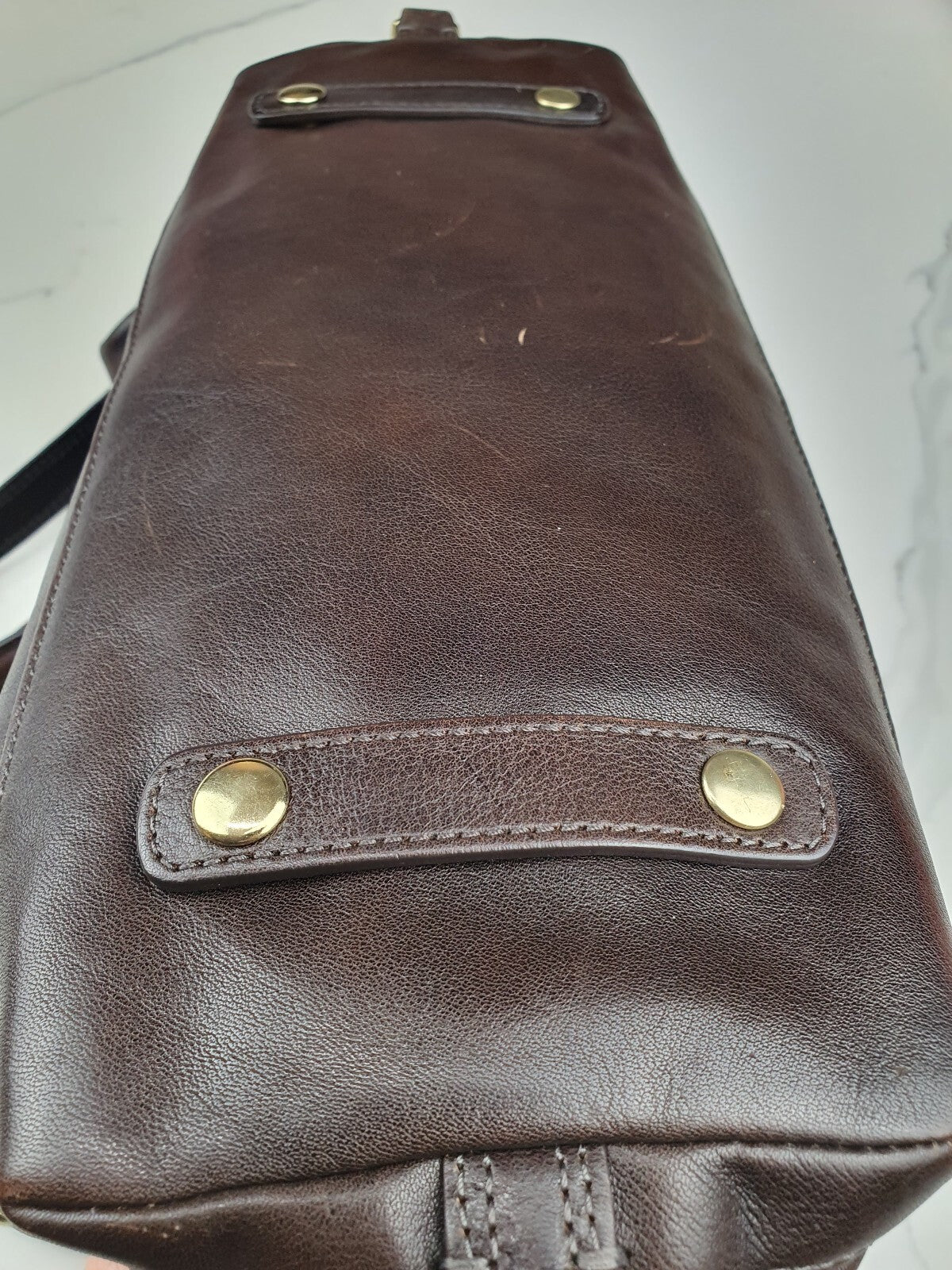 Coach Brown Leather Satchel Handbag with Gold Hardware