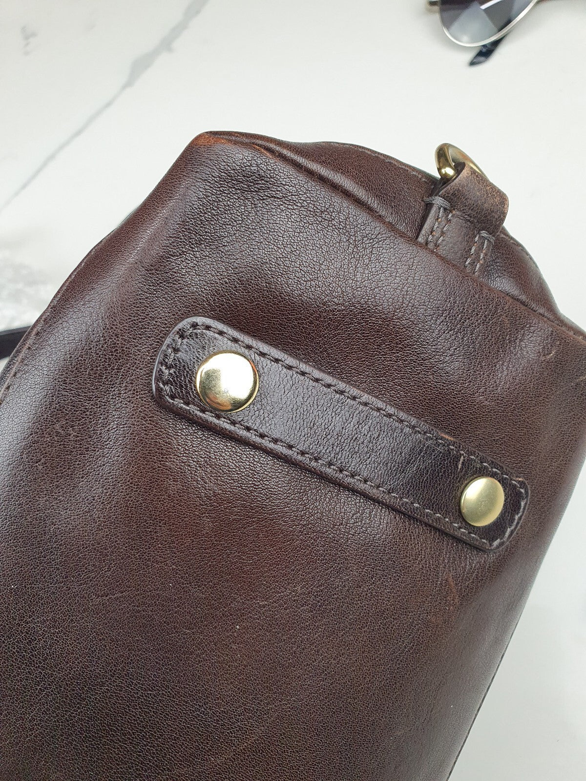 Coach Brown Leather Satchel Handbag with Gold Hardware