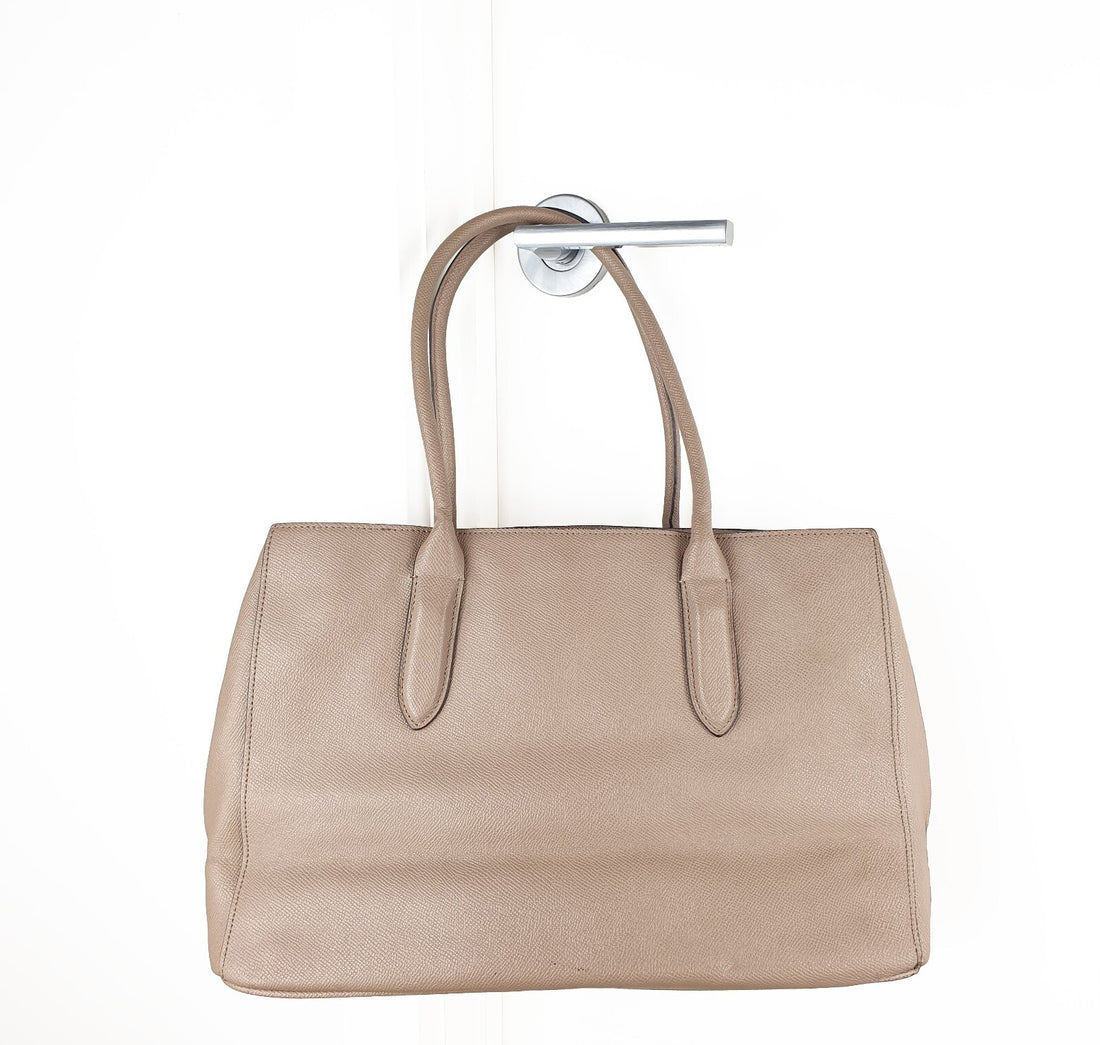Coach Beige Leather Tote Handbag