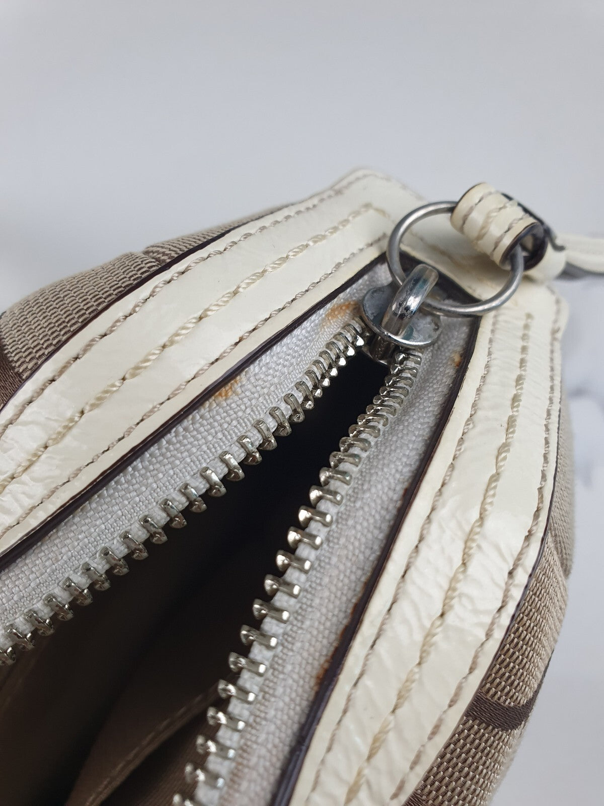 Coach Signature Canvas and Leather Satchel Handbag