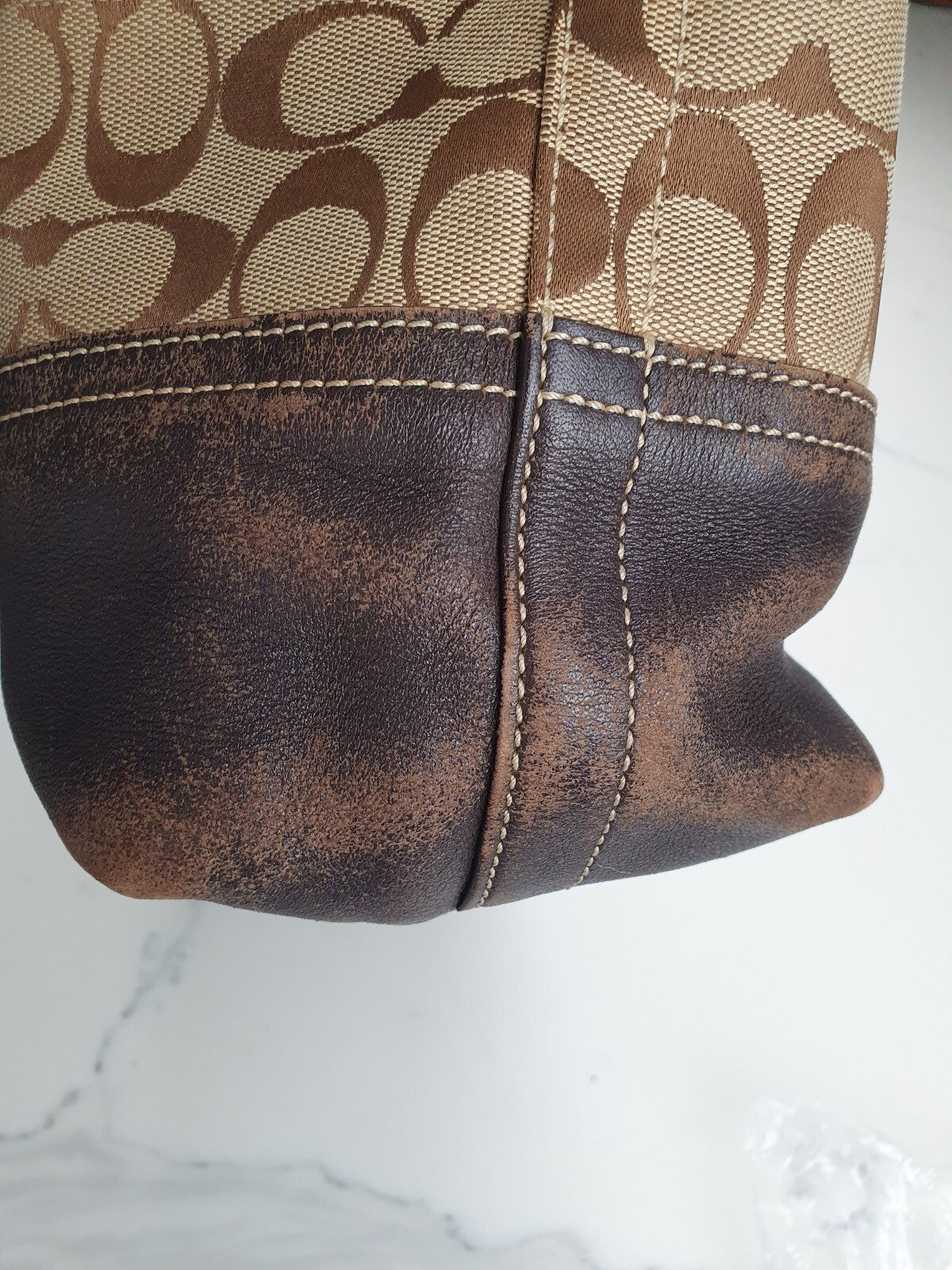 Coach Signature Canvas and Leather Shoulder Bag