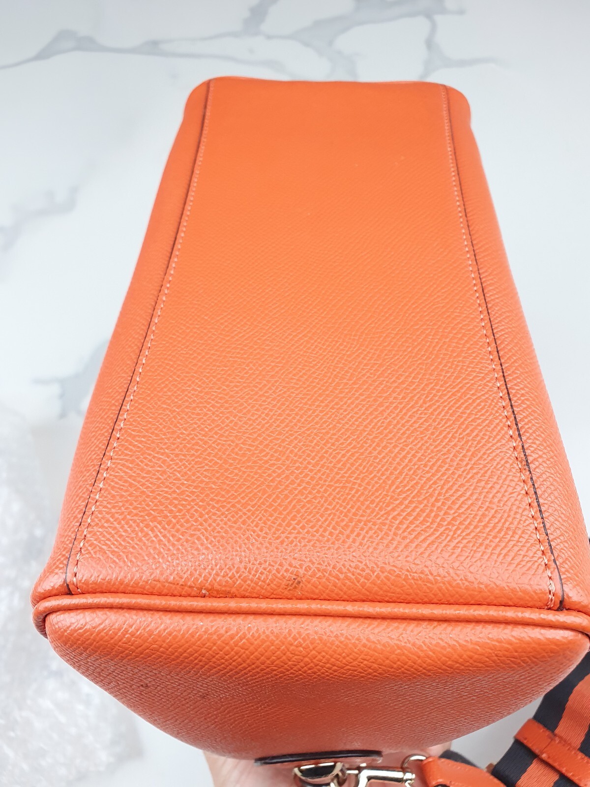 Coach Orange Leather Satchel Bag with Adjustable Strap