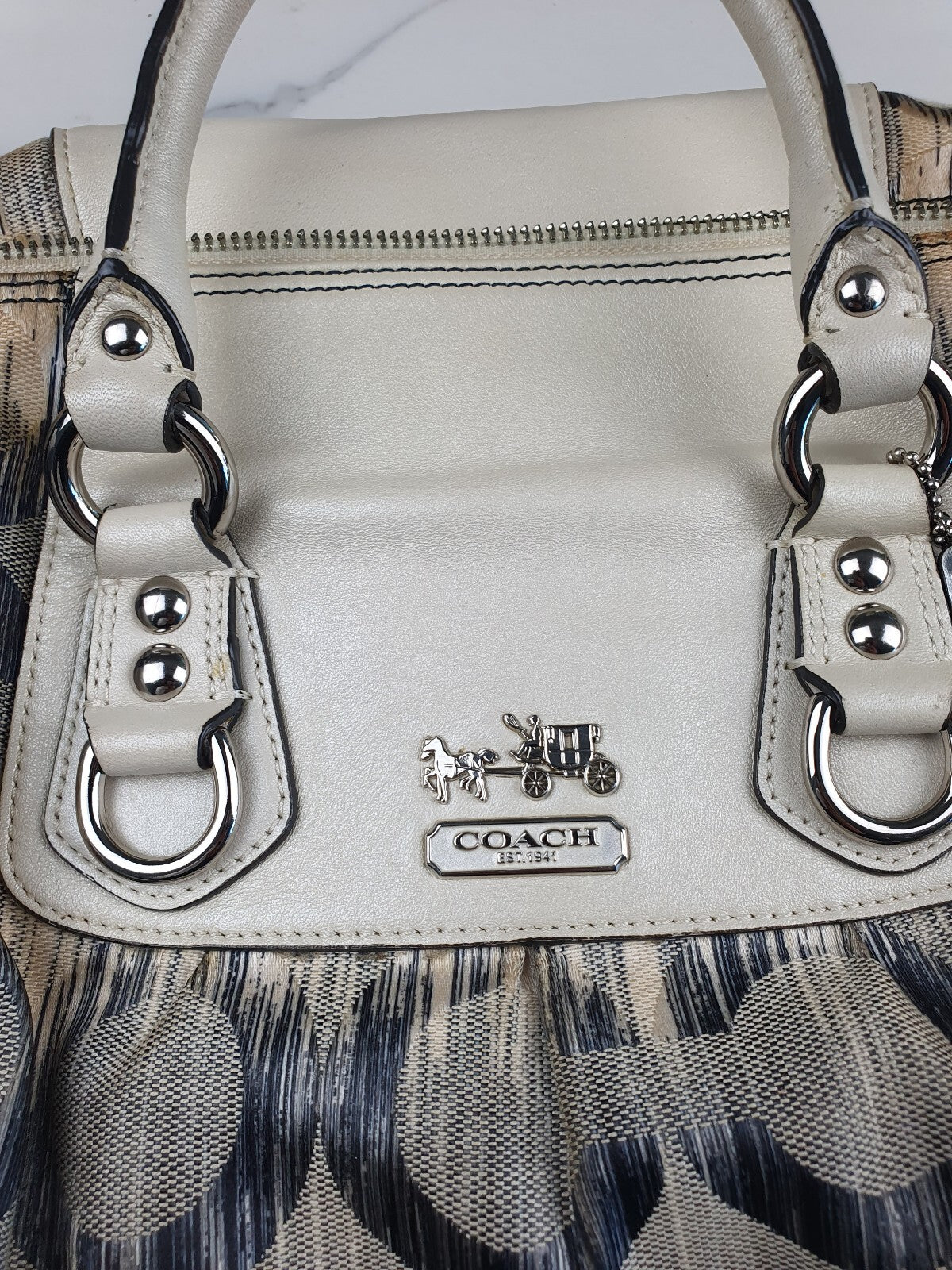 Coach Vintage Signature Canvas and Leather Satchel Hobo Bag