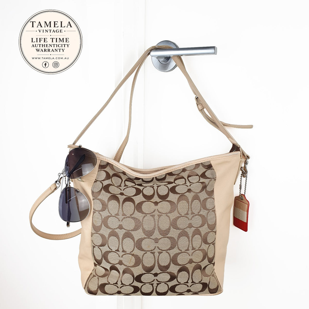 Coach Signature Canvas and Leather Shoulder Bag