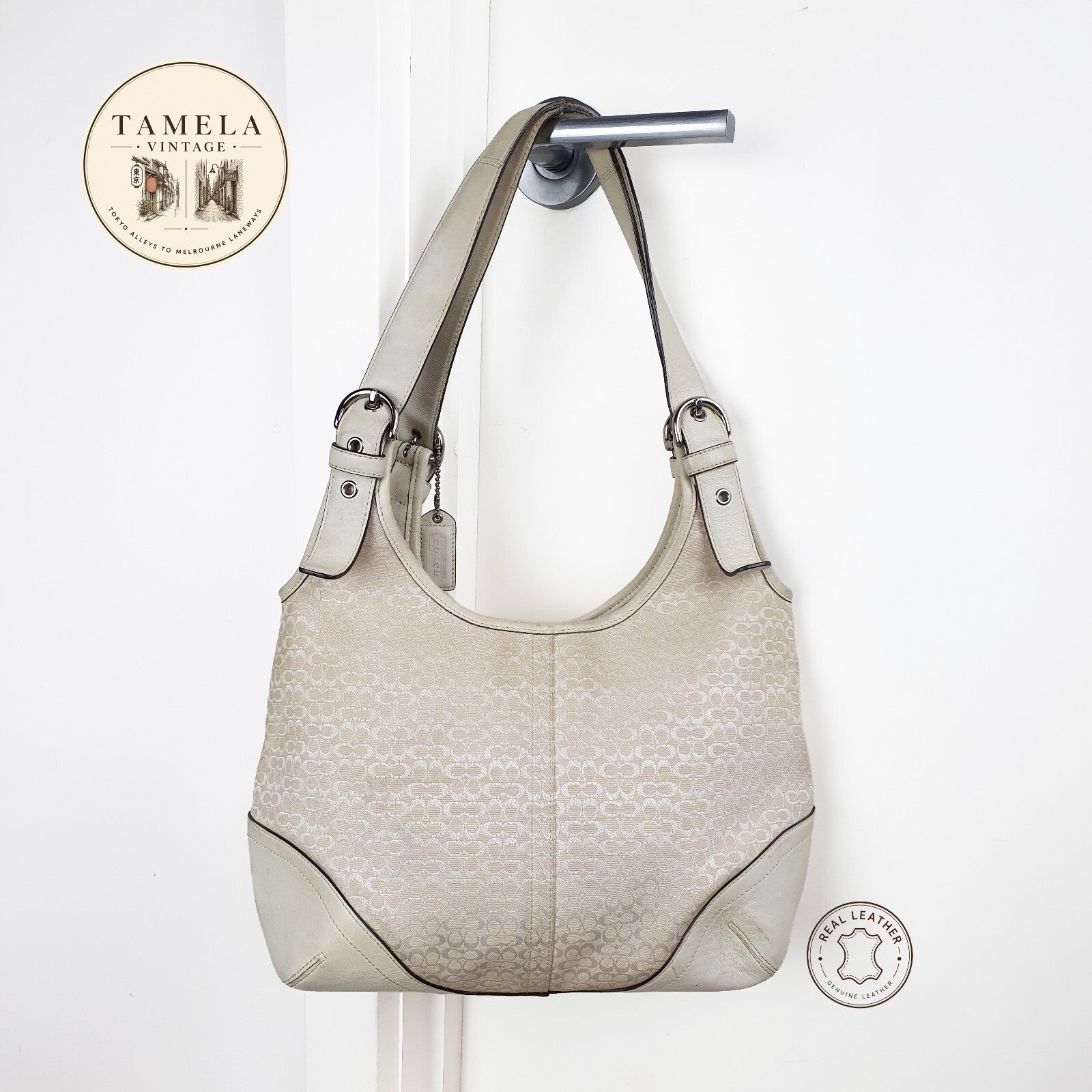 Authentic  COACH Signature 2-way Shoulder Hobo Bag