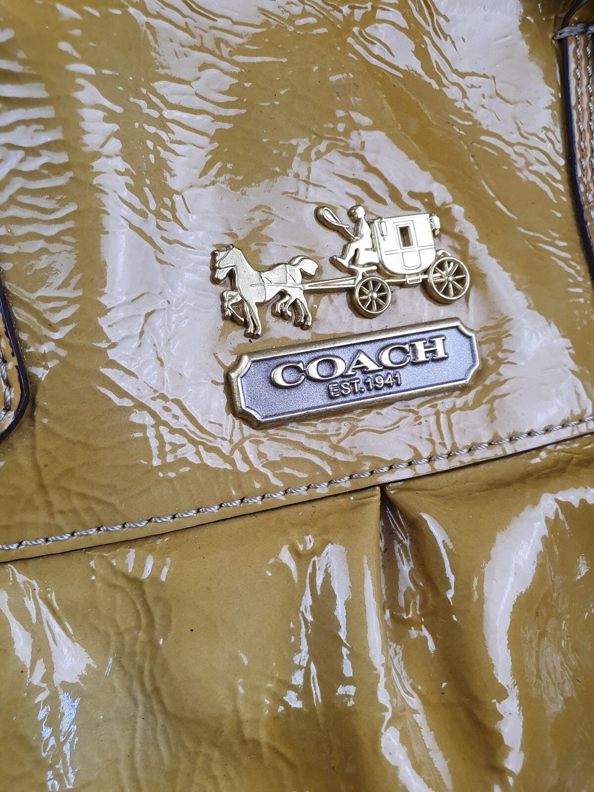 Coach Vintage Mustard Yellow Patent Leather Shoulder Bag