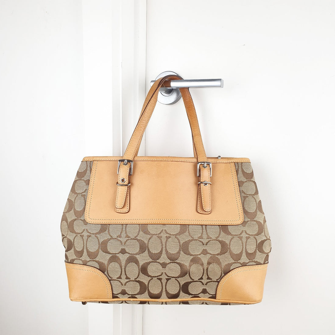 Coach Signature Canvas and Leather Tote Bag