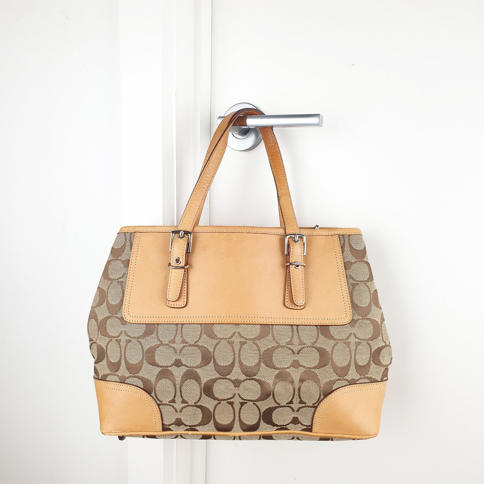Coach Signature Canvas and Leather Tote Bag