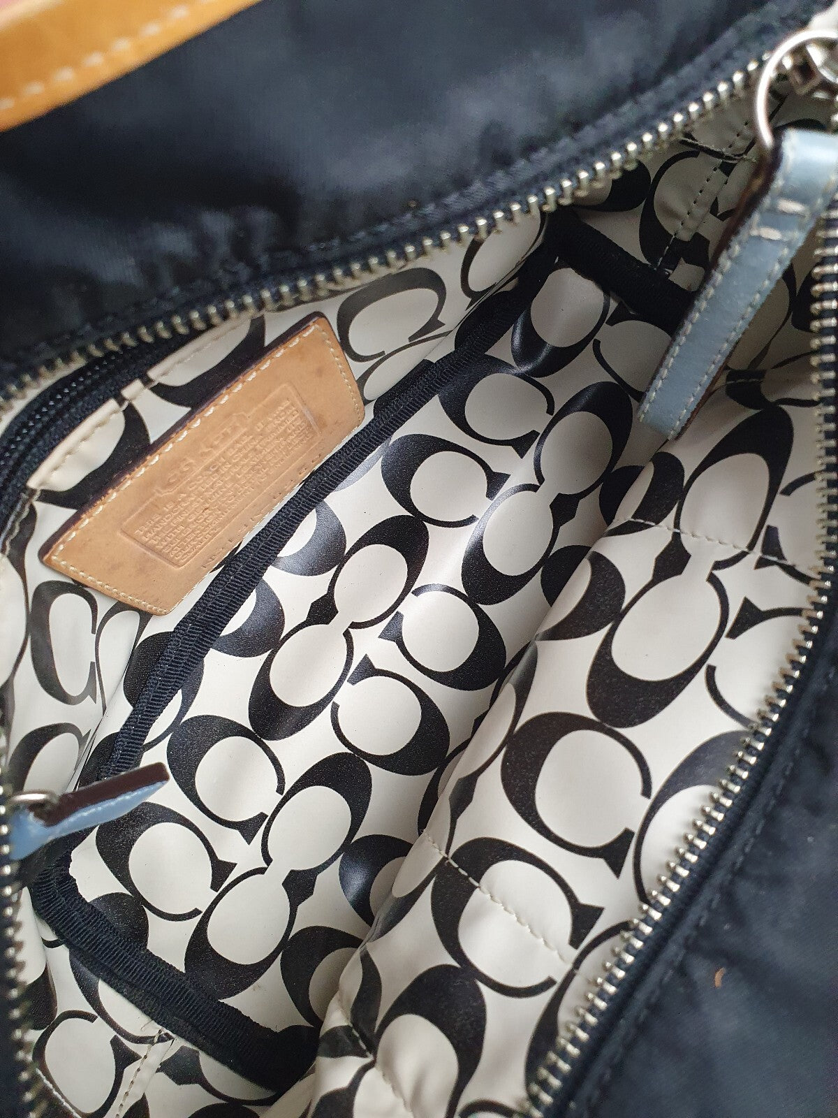 Coach Mini Black Tote Bag with Brown and Cream handles