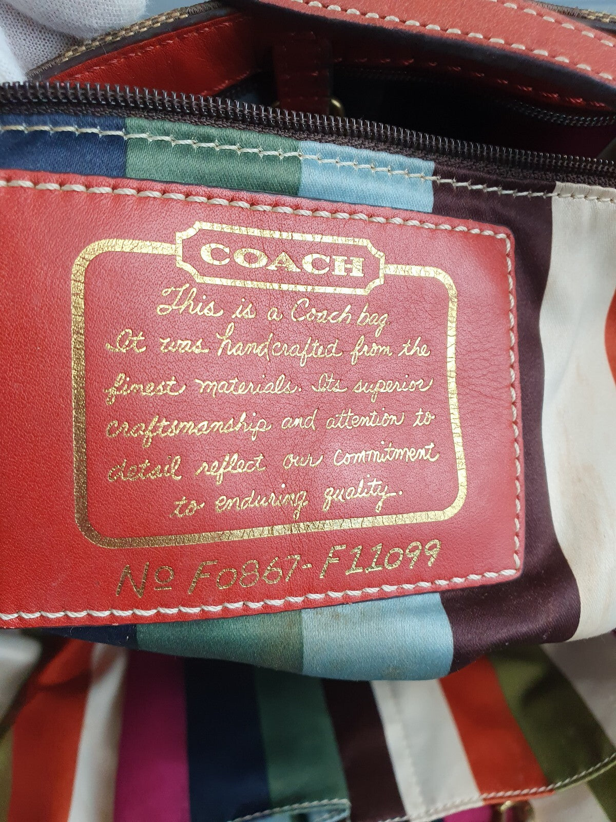 Coach Signature Canvas Tote Bag with Red Leather Trim