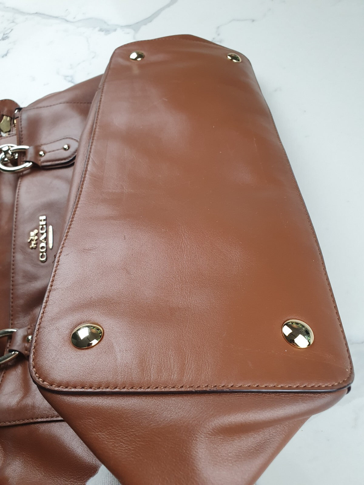 Coach Brown Leather Handbag with Gold Hardware