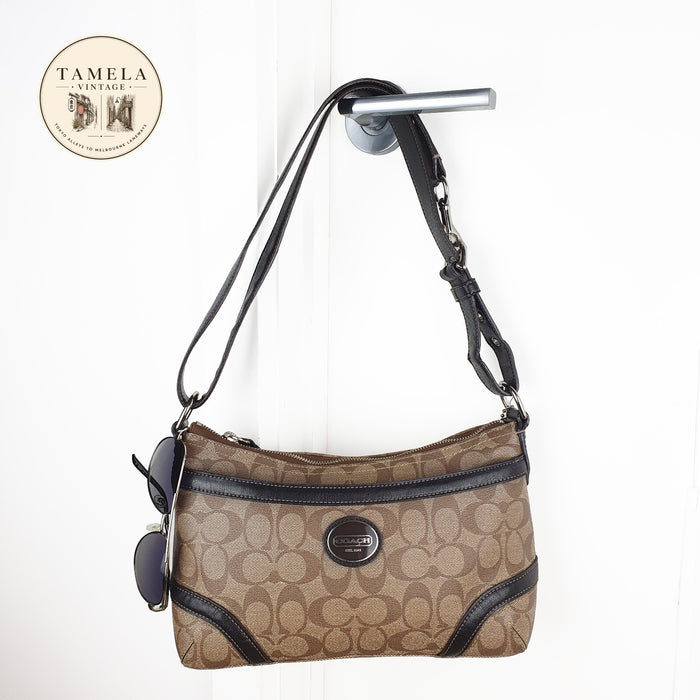 Coach Signature Canvas Crossbody Bag with Leather Trim