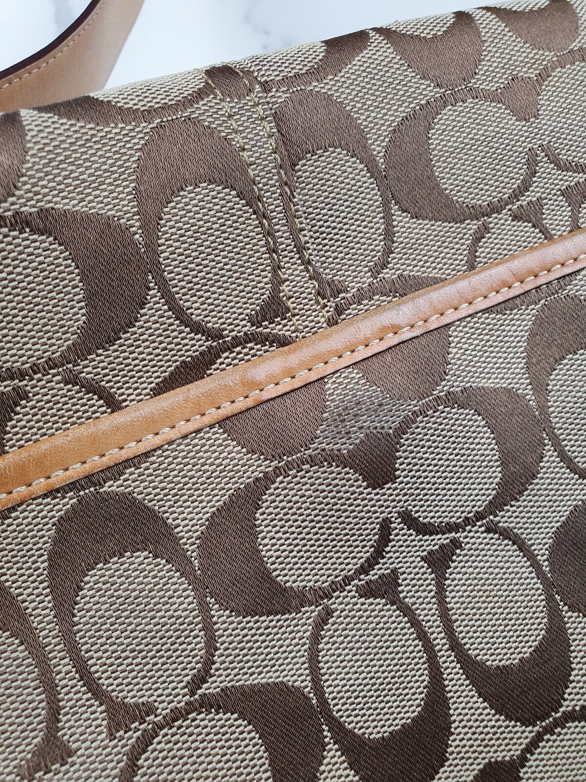 Coach Signature Canvas Crossbody Bag with Leather Trim