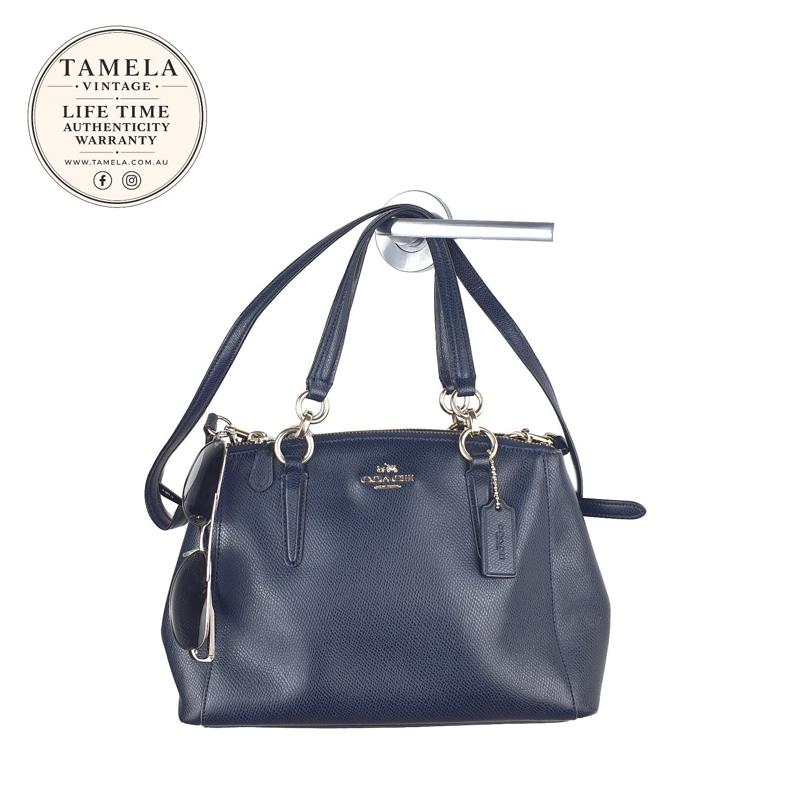 Coach Navy Blue Leather Satchel Handbag