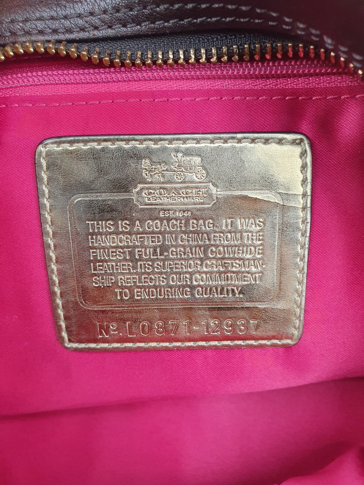 Coach Brown Leather Satchel Handbag with Gold Hardware