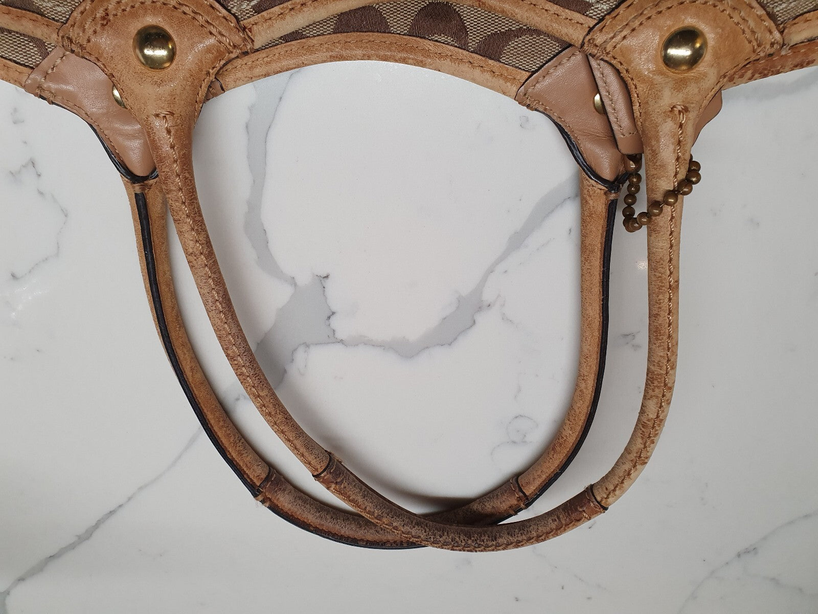Coach Signature Canvas Tote Bag with Leather Trim