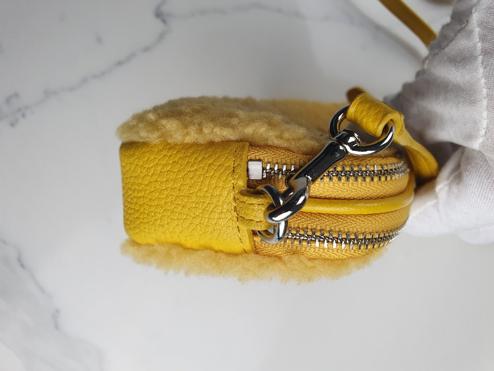 Very Rare Coach Yellow Shearling and Leather Crossbody Bag