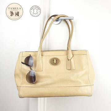 Coach Vintage Cream Leather Tote Bag