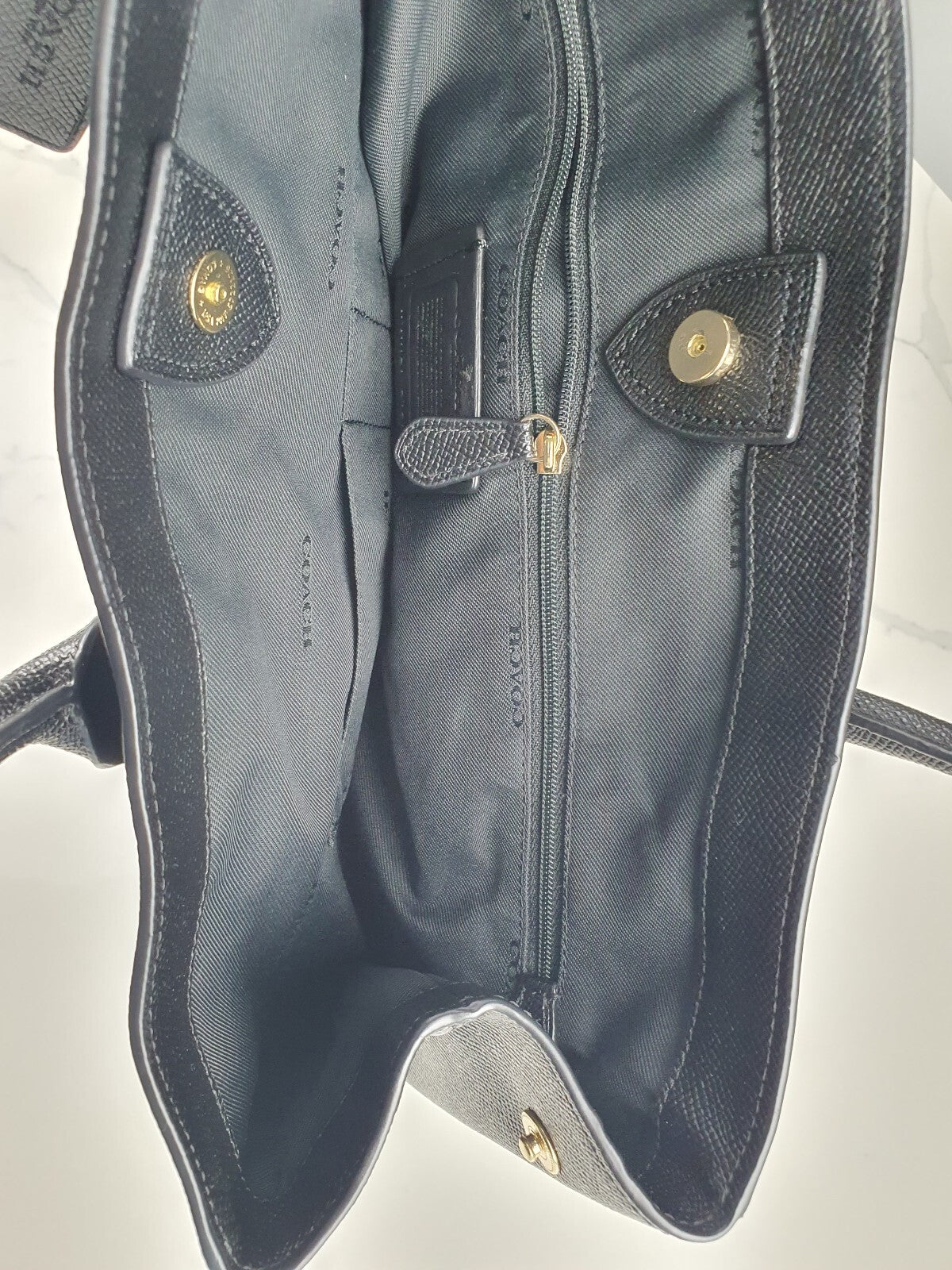 Coach Black Leather Vintage Shoulder Bag with Gold Hardware
