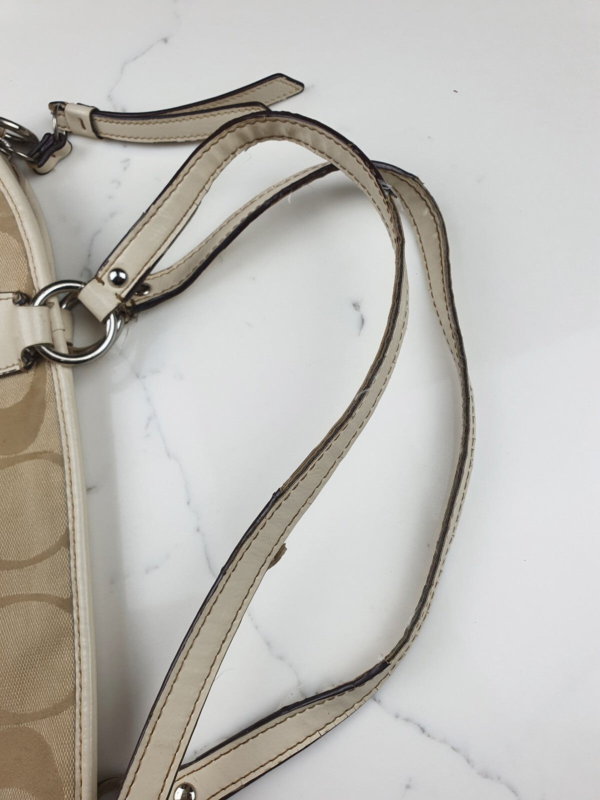 Coach Signature Canvas Tote Bag in Beige and Cream