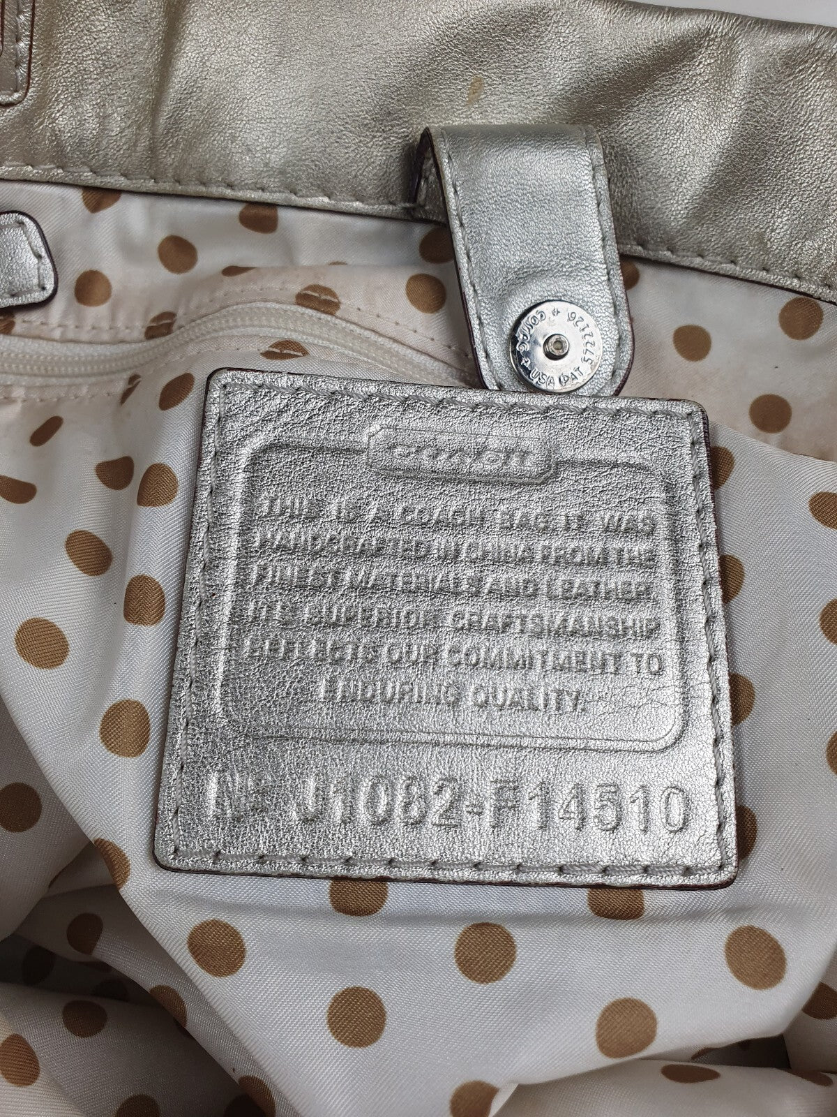 Vintage Coach Metallic Silver Leather Shoulder Bag
