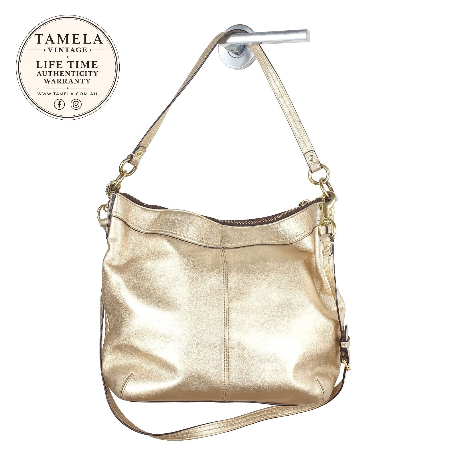 Coach Vintage Gold Leather Shoulder Bag