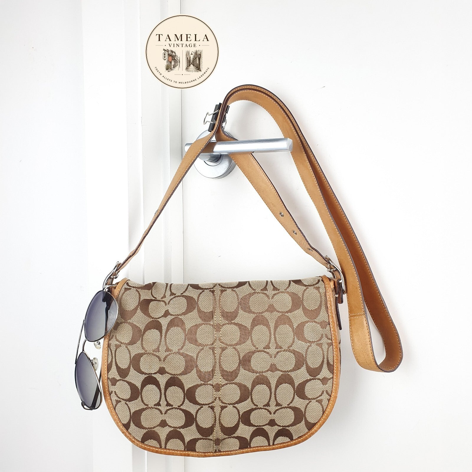Coach Signature Canvas Crossbody Bag with Leather Trim
