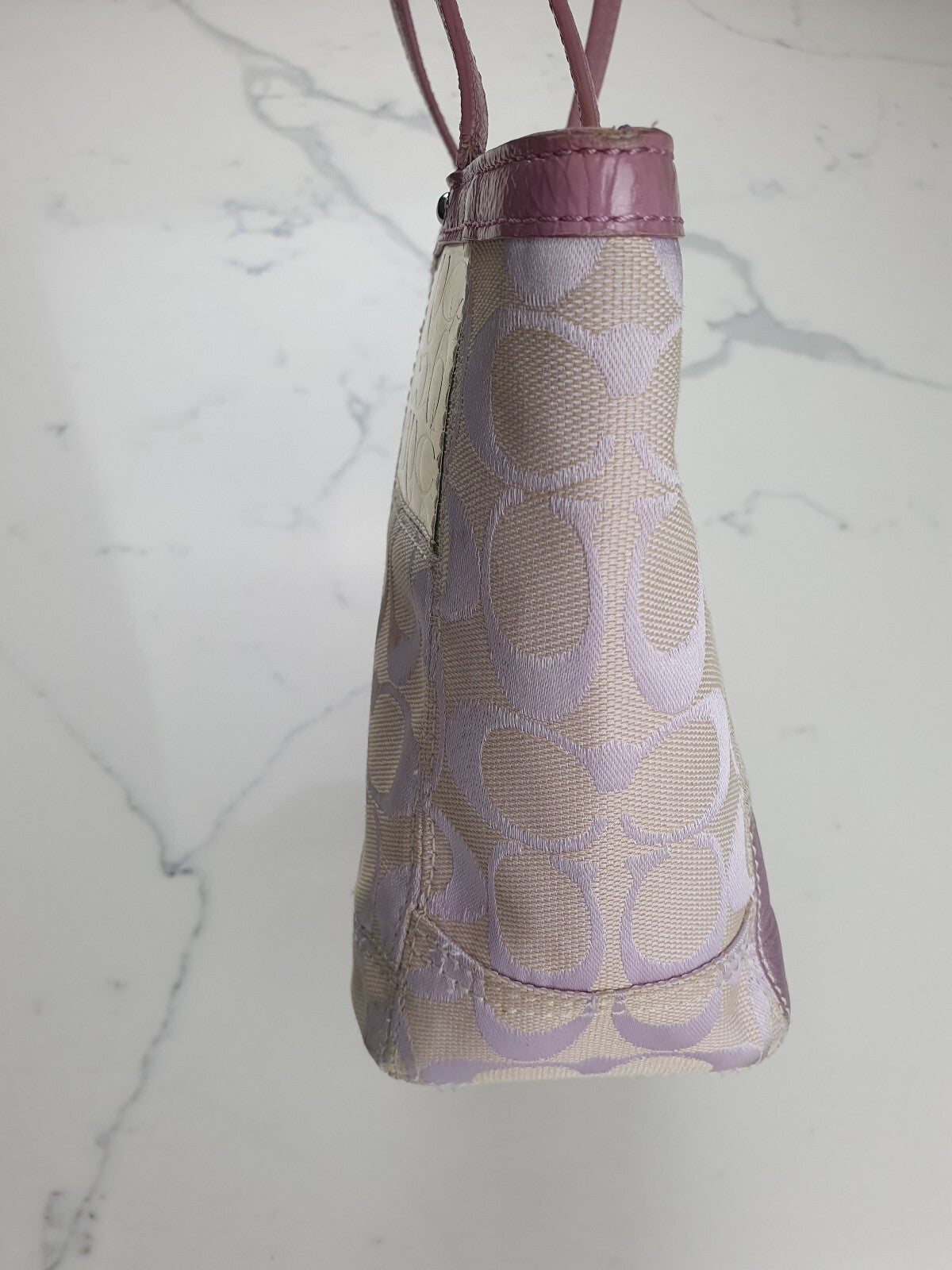 Coach Patchwork Signature Tote Bag in Pink and Beige