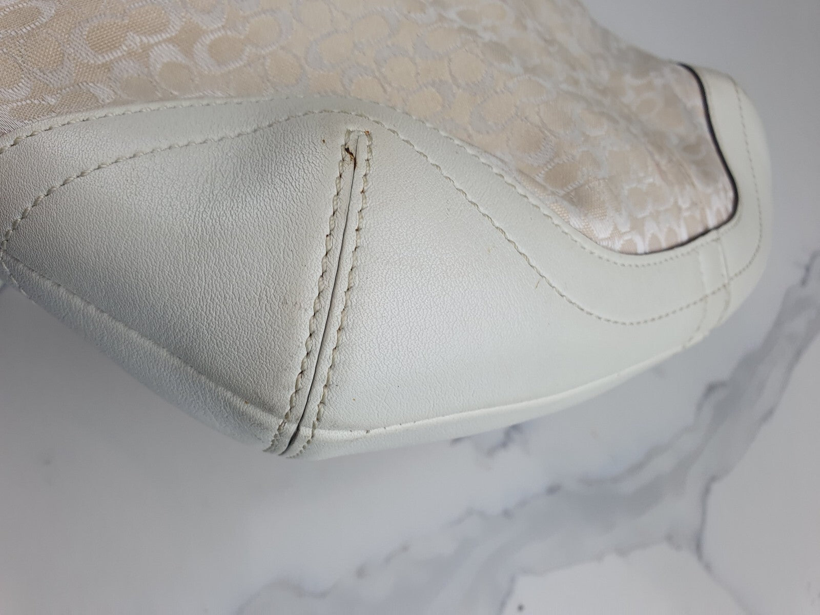 Coach Vintage Cream Signature Canvas and Leather Hobo Bag