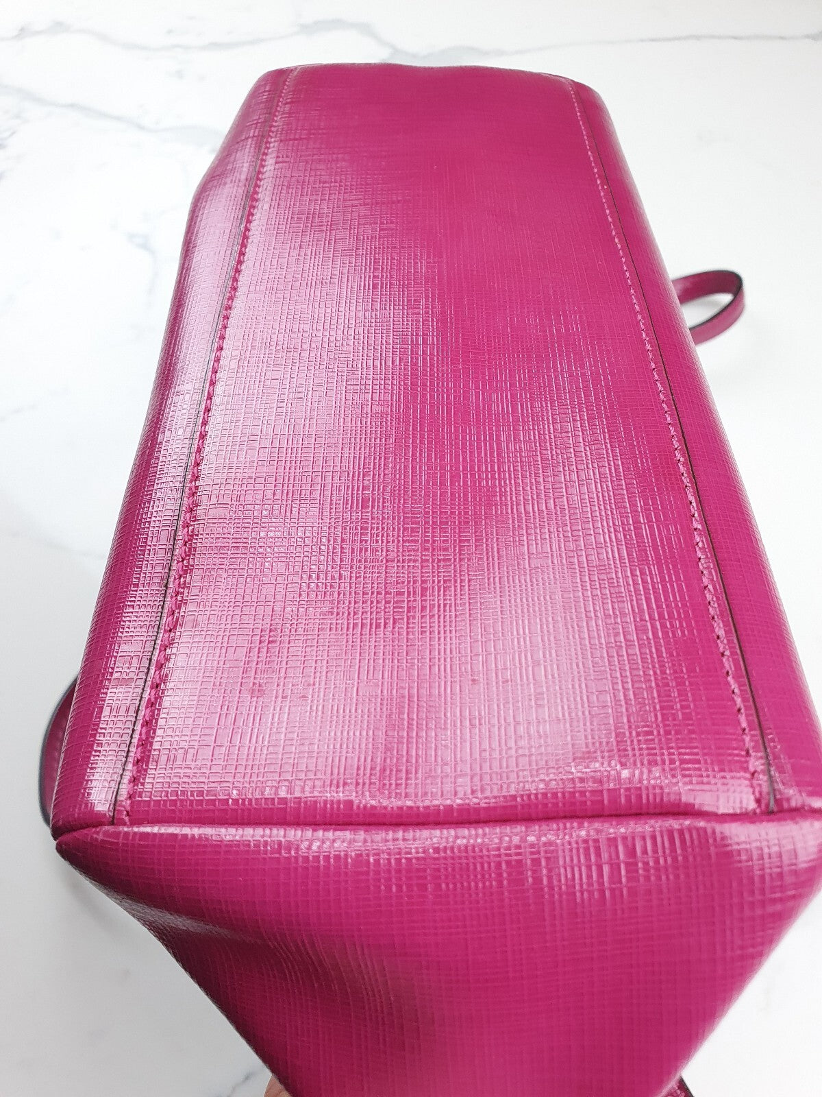 Coach Peyton Mini Bennet Fuschia Patent Leather Crossbody Satchel