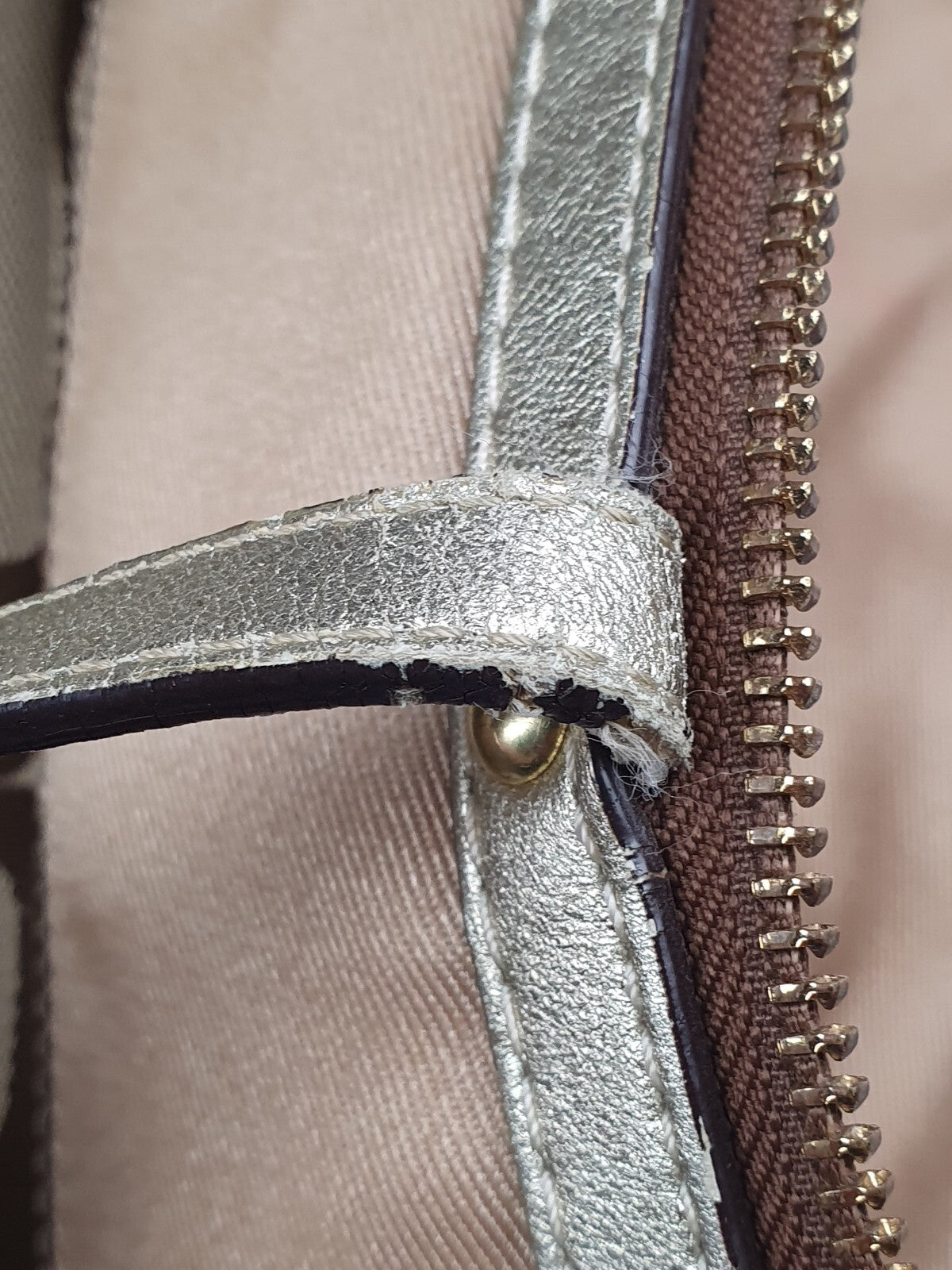 Coach Signature Canvas Tote Bag with Metallic Trim