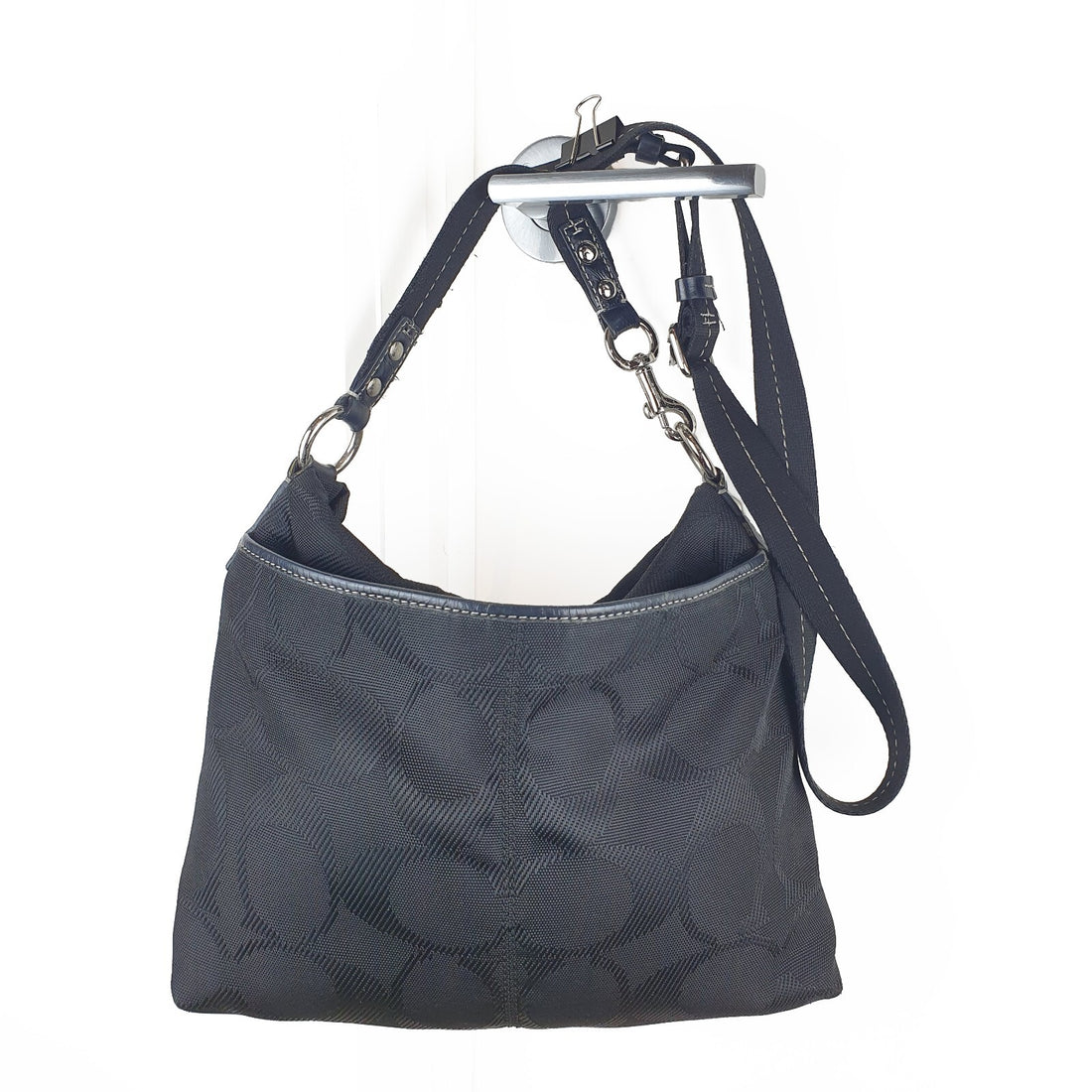 Coach Vintage Black Signature Nylon Shoulder Bag