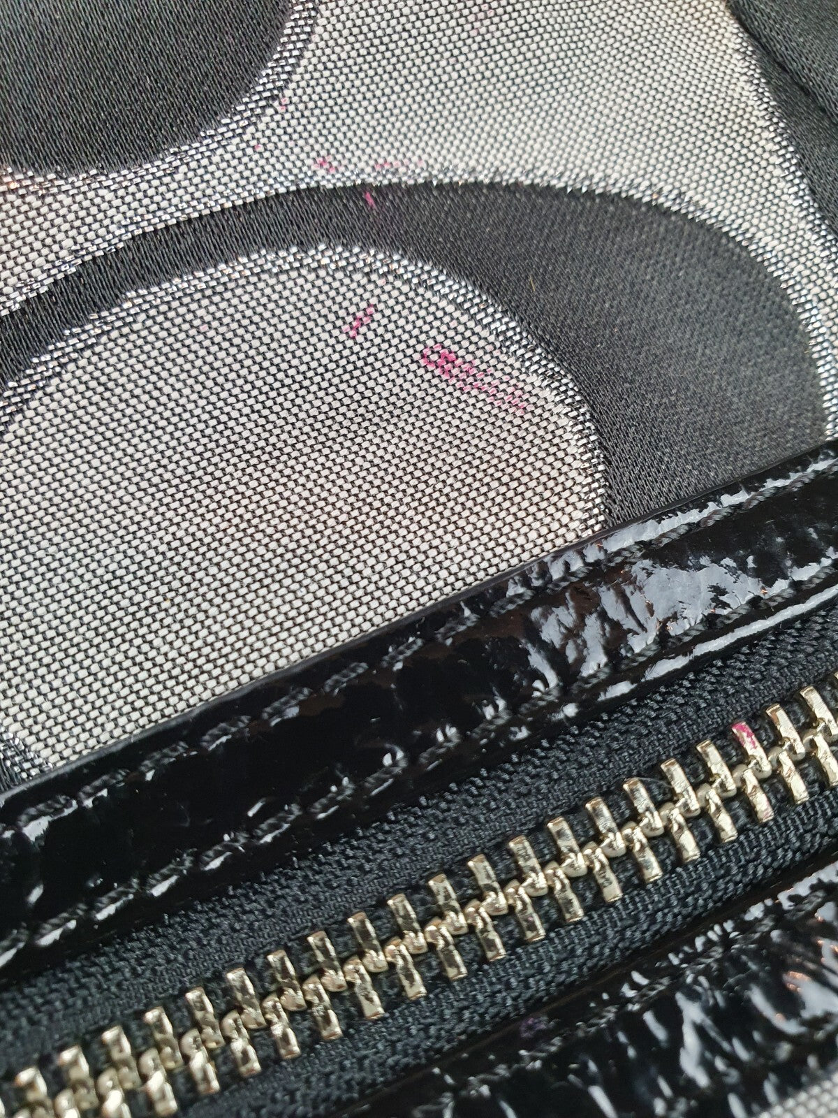 Coach Signature Black and Grey Hobo Shoulder Bag with Pink Interior