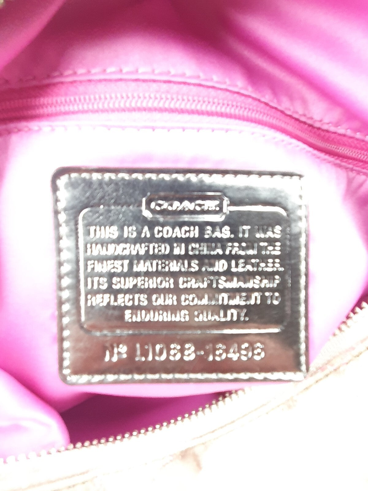 Coach Signature Canvas and Leather Shoulder Bag with Pink Trim