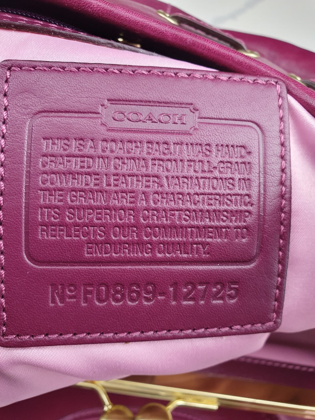 Coach Genuine Leather Purple Shoulder Bag