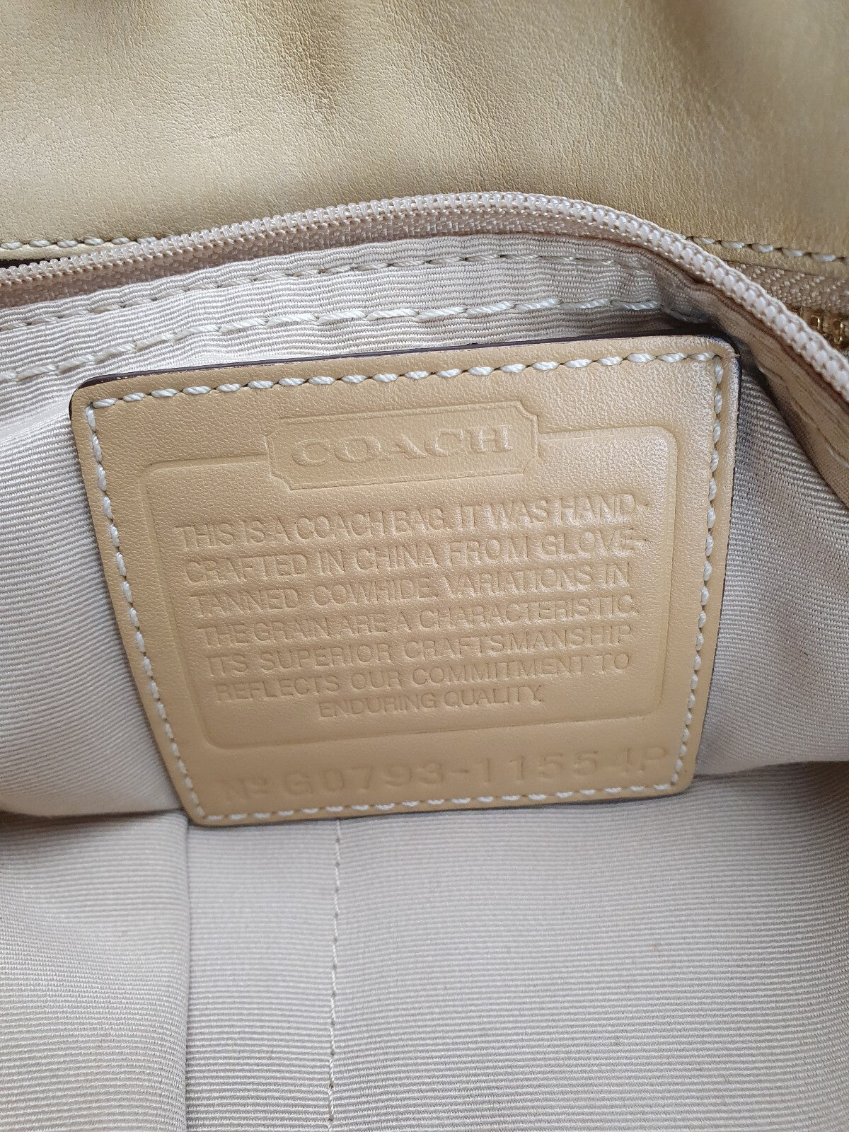 Coach Vintage Cream Leather Tote Bag