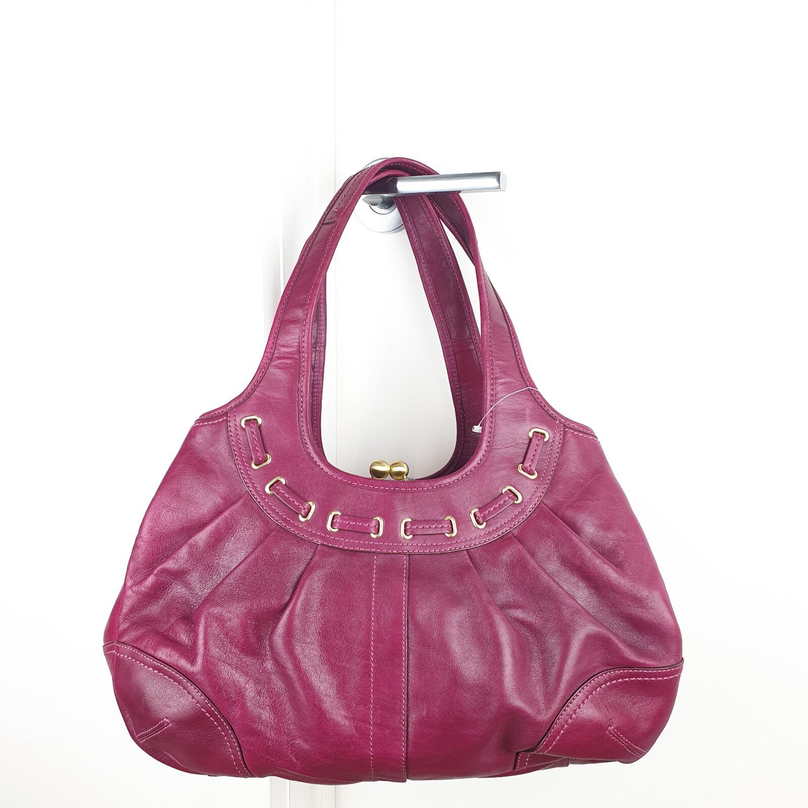 Coach Genuine Leather Purple Shoulder Bag