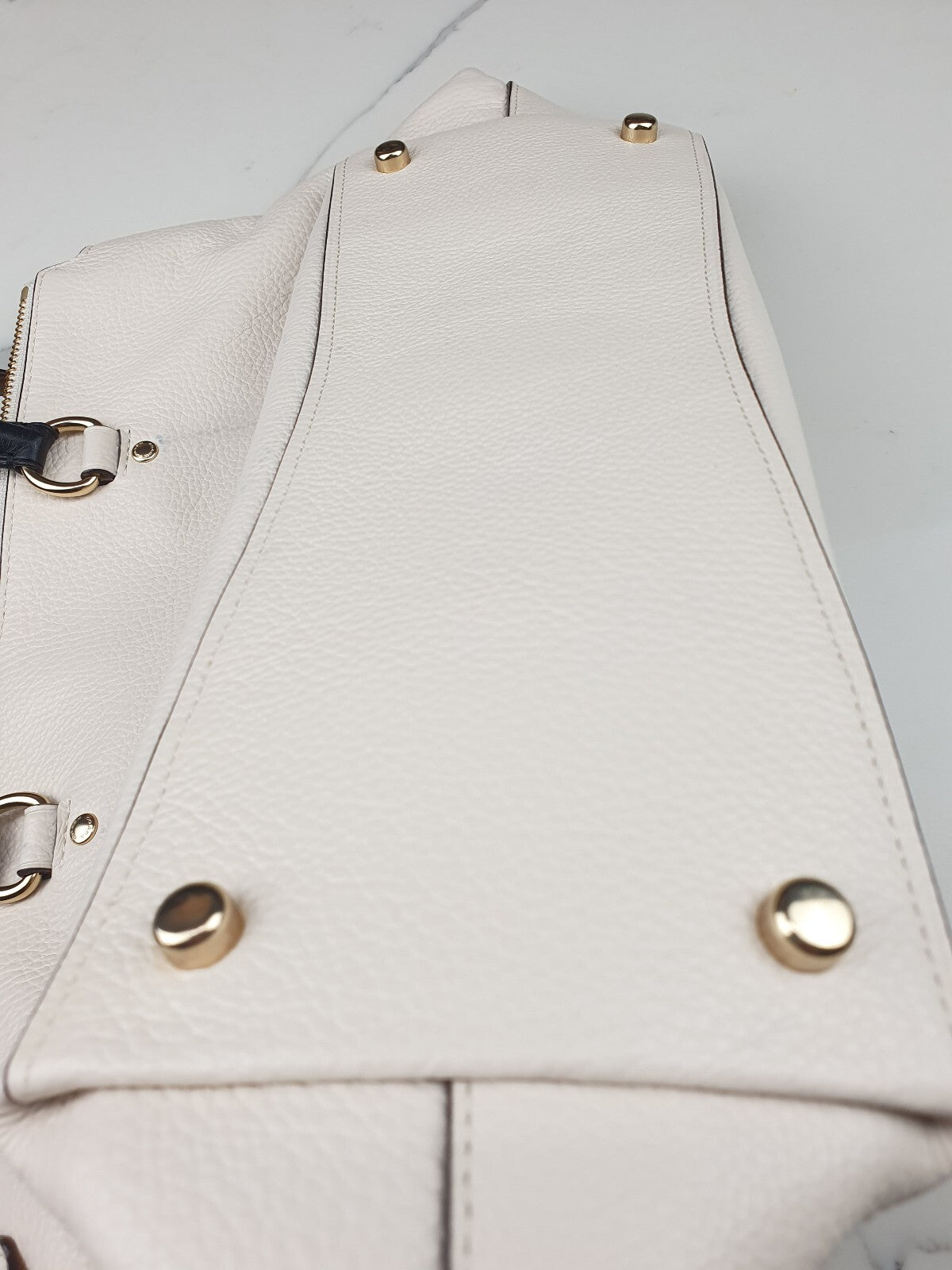 Coach Two-Tone Leather Satchel Handbag in Cream and Black