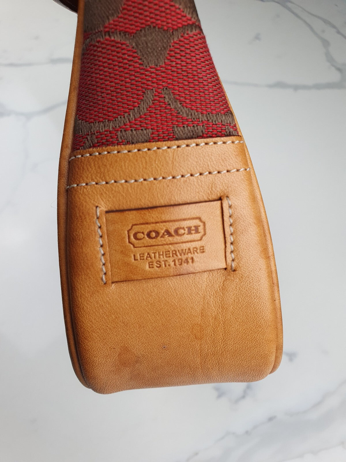 Coach Vintage Signature Canvas Shoulder Bag with Leather Trim