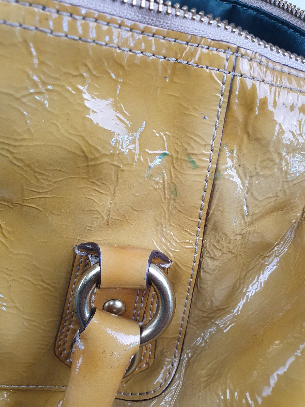 Coach Vintage Mustard Yellow Patent Leather Shoulder Bag
